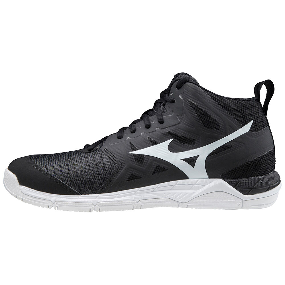 Panske Volejbalove Tenisky Mizuno Wave Supersonic 2 Mid Čierne/Biele/Siva Vypredaj DMVP32416